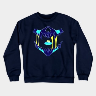 Demon Skull Mask 7 BIG NEON BLUE GLOW Crewneck Sweatshirt